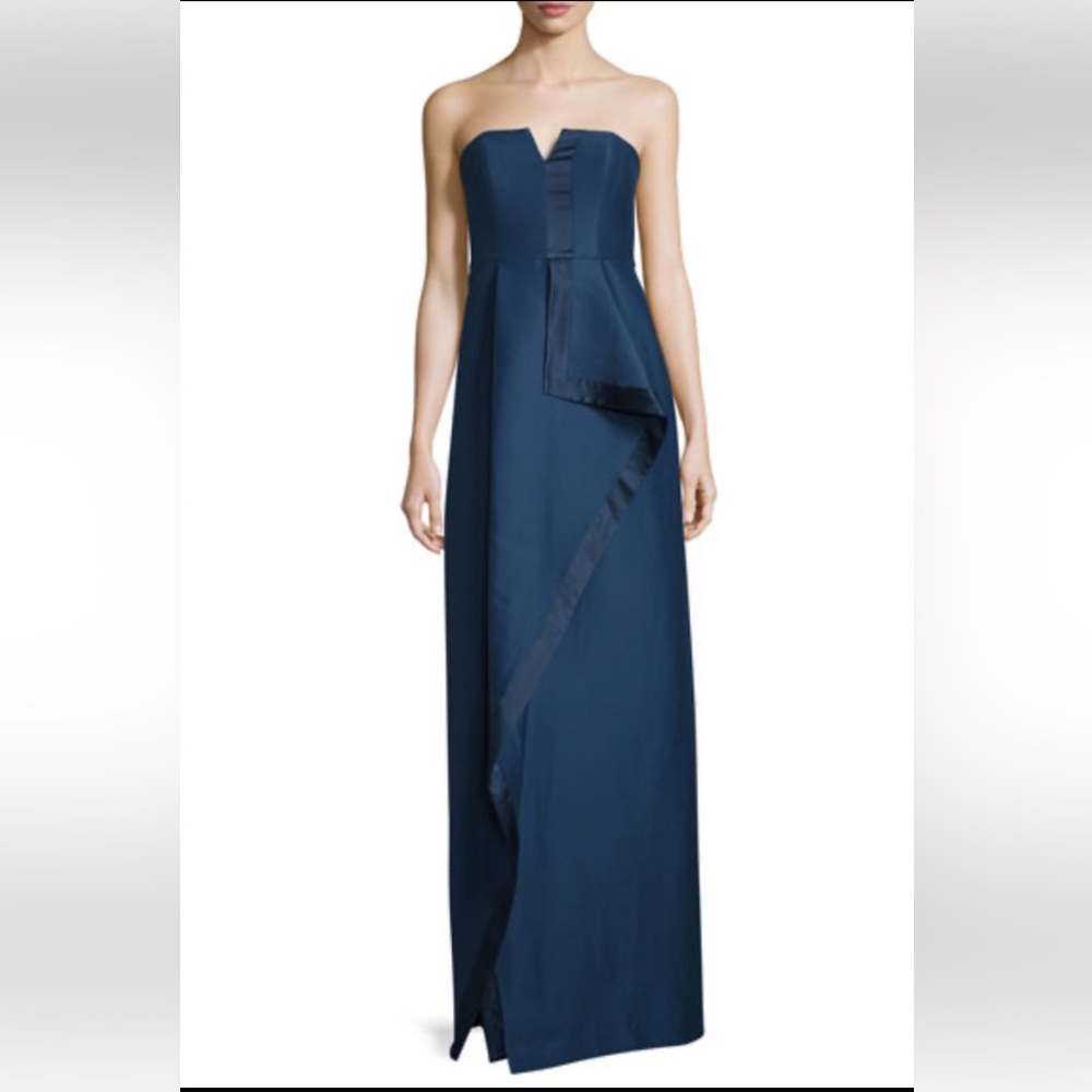 NWT Halston Heritage Structured Navy Blue Strapless Gown Size 4